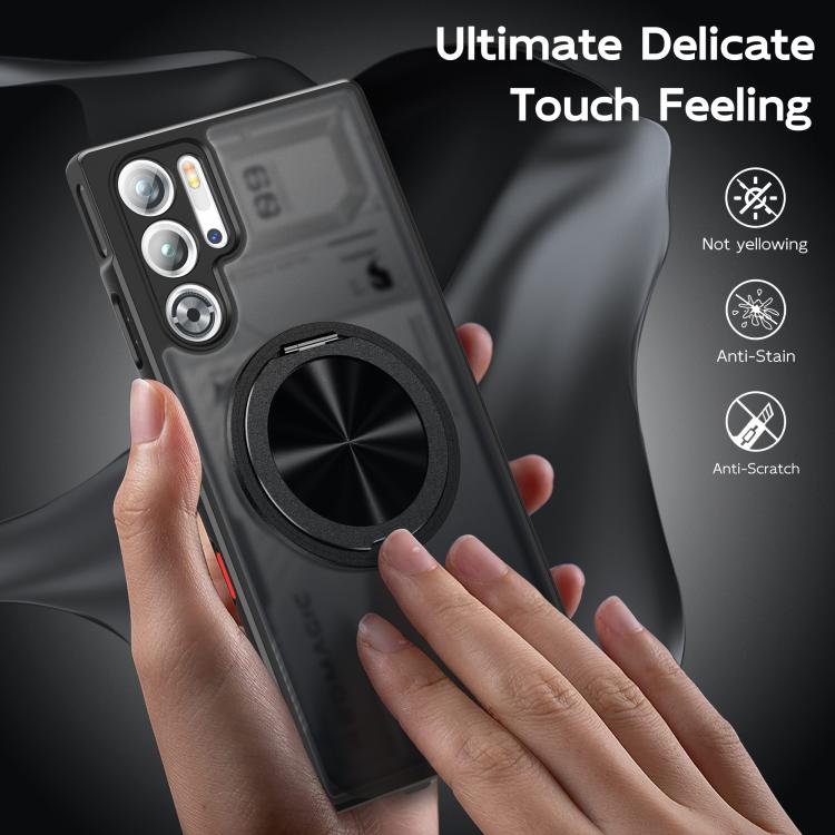 For ZTE nubia Red Magic 9 Pro+ Rotating Ring Holder TPU Hybrid PC Phone Case(Matte Black) - ZTE Cases by PMC TechLife | Online Shopping South Africa | PMC TechLife | Buy Now Pay Later Mobicred