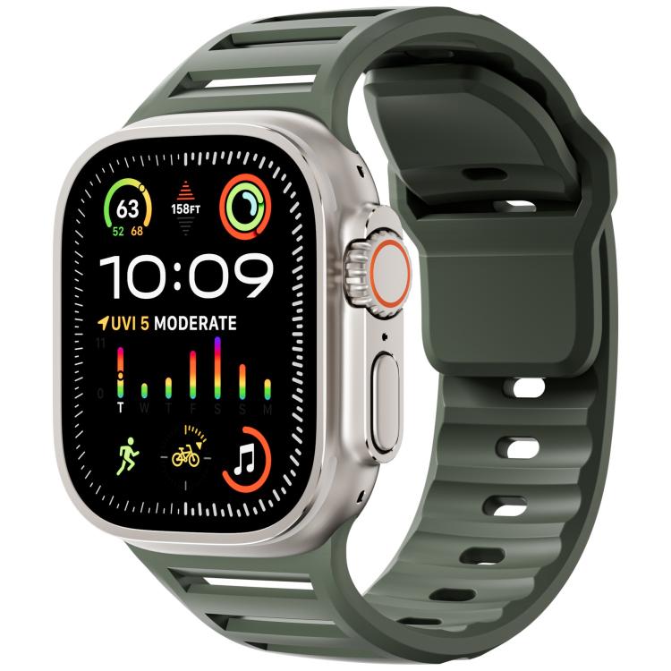 For Apple Watch 46mm / 49mm / 45mm / 44mm Single Nail Dual-Color Multi-hole Silicone Watch Band(Army Green) - free shipping - PMc TechLife - Order now!