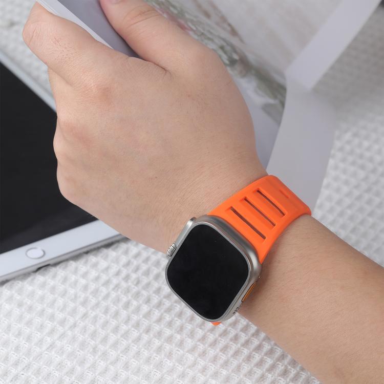 For Apple Watch 46mm / 49mm / 45mm / 44mm Single Nail Dual-Color Multi-hole Silicone Watch Band(Yellow) - free shipping - PMc TechLife - Order now!