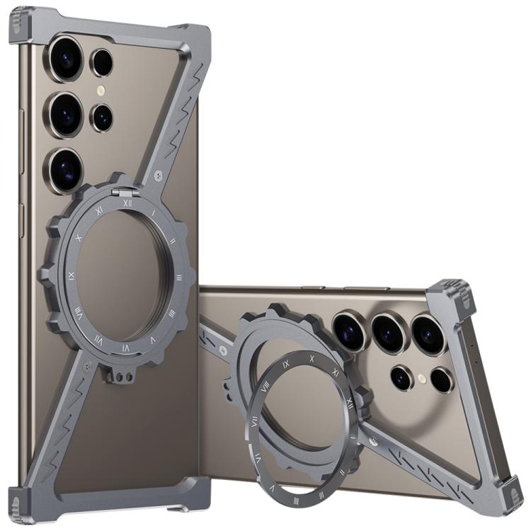 For Samsung Galaxy S23 Ultra 5G Z-shaped Frameless Metal 360 Holder MagSafe Phone Case(Space Grey) - Galaxy S23 Ultra 5G Cases by PMc TechLife | Online Shopping South Africa | PMc TechLife | Buy Now Pay Later Mobicred