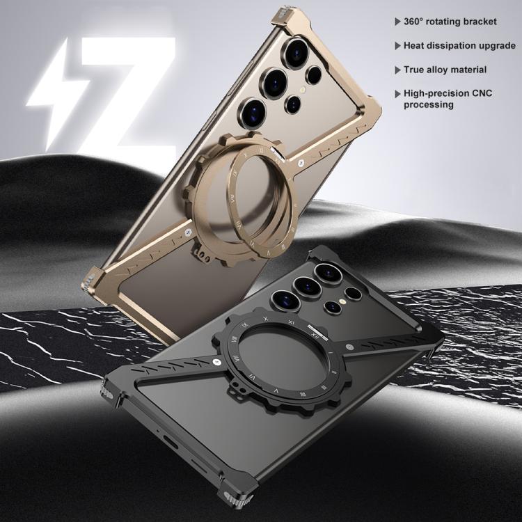 For Samsung Galaxy S23 Ultra 5G Z-shaped Frameless Metal 360 Holder MagSafe Phone Case(Desert Gold) - Galaxy S23 Ultra 5G Cases by PMc TechLife | Online Shopping South Africa | PMc TechLife | Buy Now Pay Later Mobicred