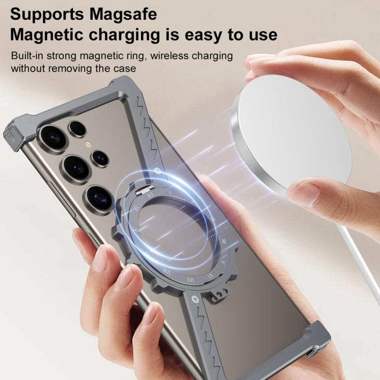 For Samsung Galaxy S23 Ultra 5G Z-shaped Frameless Metal 360 Holder MagSafe Phone Case(Desert Gold) - Galaxy S23 Ultra 5G Cases by PMc TechLife | Online Shopping South Africa | PMc TechLife | Buy Now Pay Later Mobicred