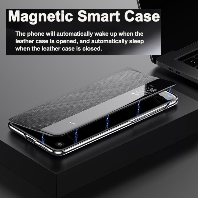 For Huawei Mate 70 Smart View Window Plain Leather Paint PC Phone Case(Cyan-blue) - Huawei Cases by PMC TechLife | Online Shopping South Africa | PMC TechLife | Buy Now Pay Later Mobicred
