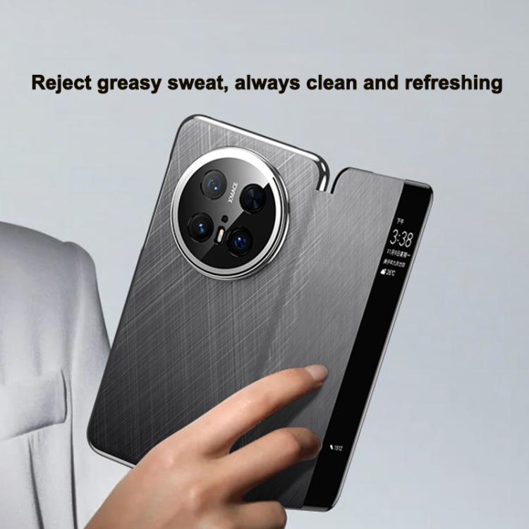 For Huawei Mate 60 Pro Smart View Window Plain Leather Paint PC Phone Case(Grey) - Huawei Cases by PMC TechLife | Online Shopping South Africa | PMC TechLife | Buy Now Pay Later Mobicred