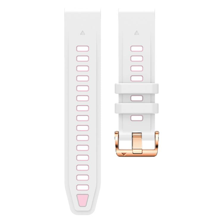 For Garmin Fenix 8 AMOLED 43mm Rose Gold Steel Buckle Quick Release Silicone Watch Band(White Pink) - free shipping - PMC TechLife - Order now!