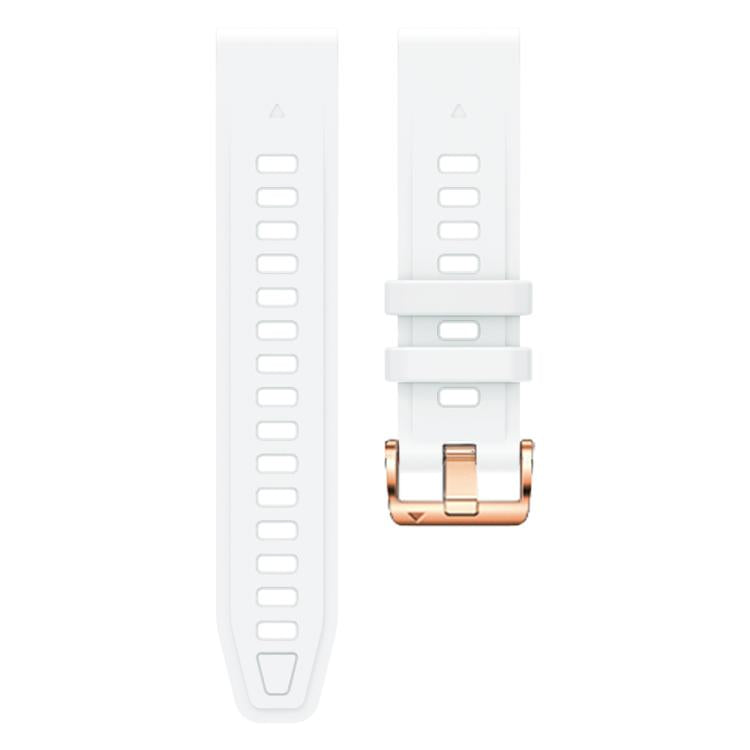 For Garmin Fenix 8 AMOLED 43mm Rose Gold Steel Buckle Quick Release Silicone Watch Band(White) - free shipping - PMC TechLife - Order now!