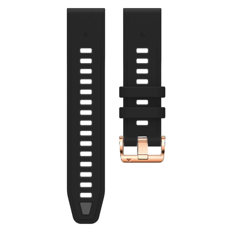 For Garmin Fenix 8 AMOLED 43mm Rose Gold Steel Buckle Quick Release Silicone Watch Band(Black Gray) - free shipping - PMC TechLife - Order now!