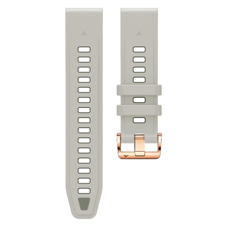 For Garmin Fenix 8 AMOLED 43mm Rose Gold Steel Buckle Quick Release Silicone Watch Band(Sand Gray) - free shipping - PMC TechLife - Order now!