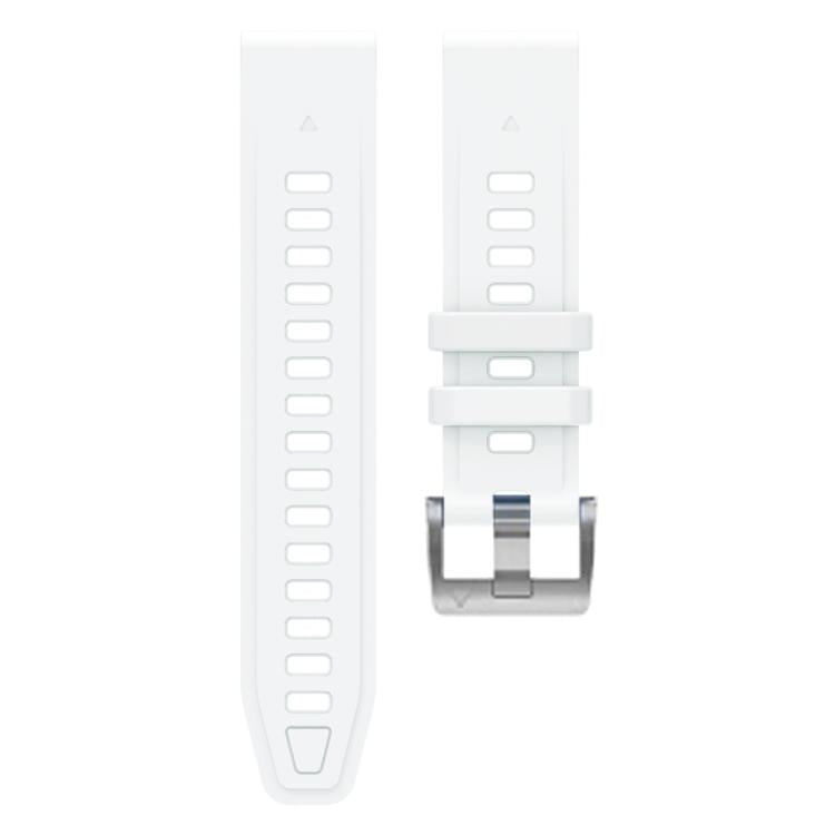 For Garmin Fenix 8 AMOLED 43mm Silver Steel Buckle Quick Release Silicone Watch Band(White) - free shipping - PMC TechLife - Order now!