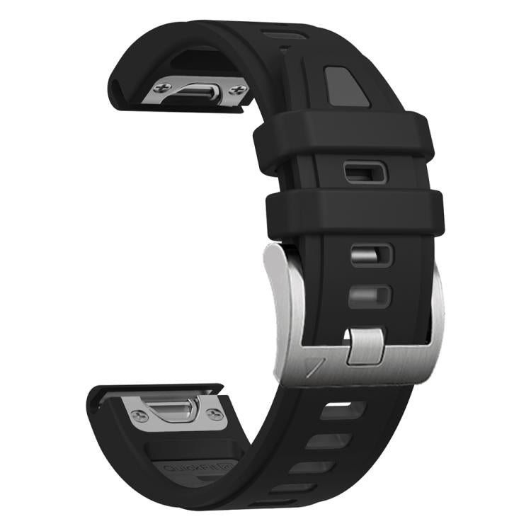 For Garmin Fenix 8 AMOLED 43mm Silver Steel Buckle Quick Release Silicone Watch Band(Black Gray) - free shipping - PMC TechLife - Order now!