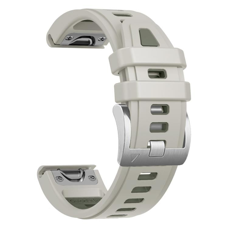 For Garmin Fenix 8 AMOLED 43mm Silver Steel Buckle Quick Release Silicone Watch Band(Sand Gray) - free shipping - PMC TechLife - Order now!