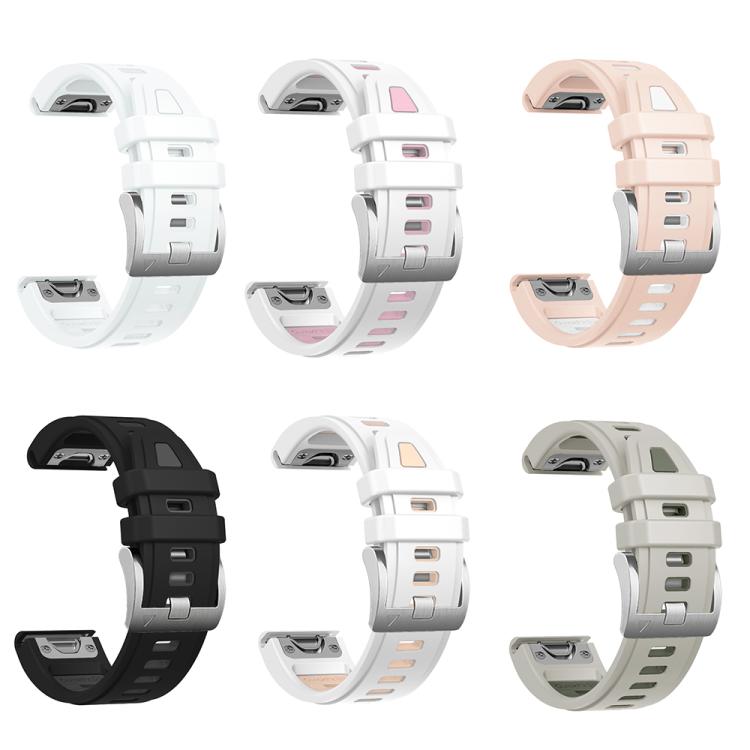 For Garmin Fenix 8 AMOLED 43mm Silver Steel Buckle Quick Release Silicone Watch Band(Sand Gray) - free shipping - PMC TechLife - Order now!