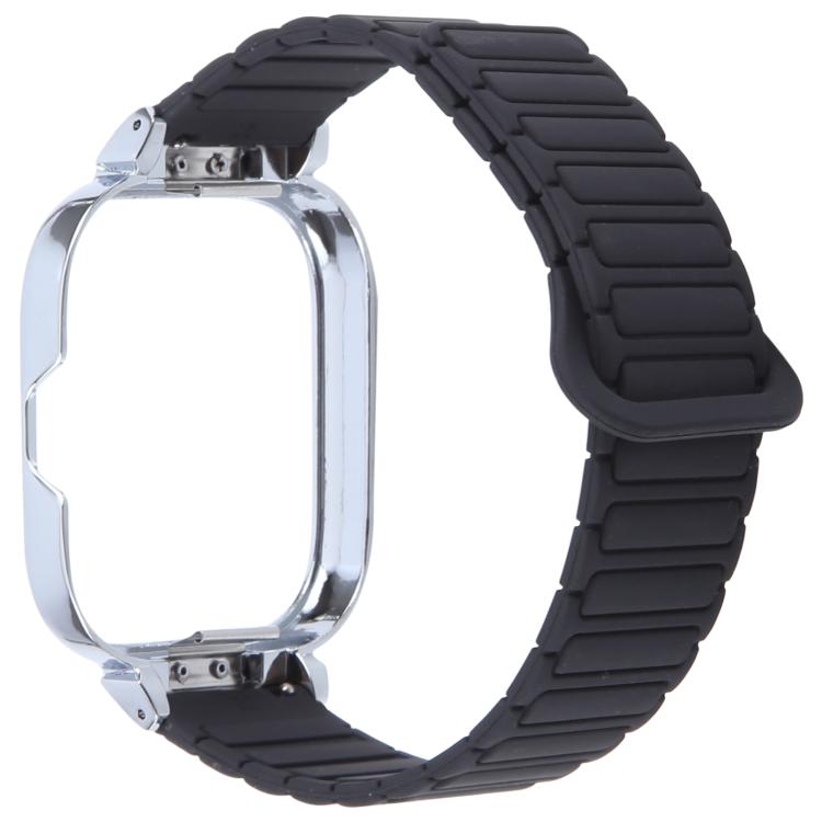 For Redmi Watch 5 / Watch 4 Metal Silver Frame Integrated I-shaped Magnetic Silicone Watch Band(Black) - free shipping - PMC TechLife - Order now!