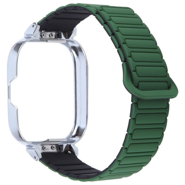 For Redmi Watch 5 / Watch 4 Metal Silver Frame Integrated I-shaped Magnetic Silicone Watch Band(Dark Teal Black) - free shipping - PMC TechLife - Order now!