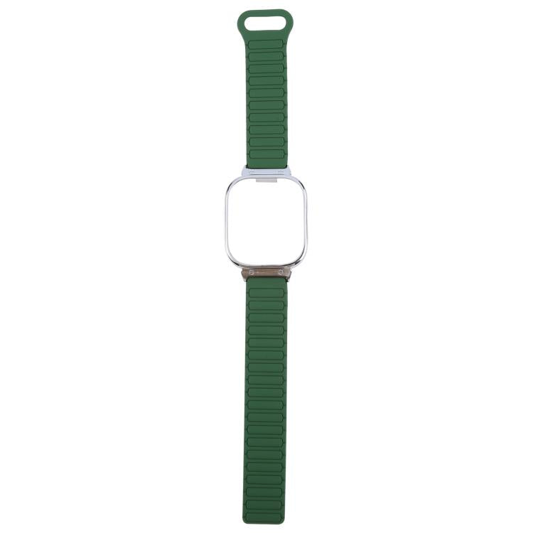 For Redmi Watch 5 / Watch 4 Metal Silver Frame Integrated I-shaped Magnetic Silicone Watch Band(Dark Teal Black) - free shipping - PMC TechLife - Order now!