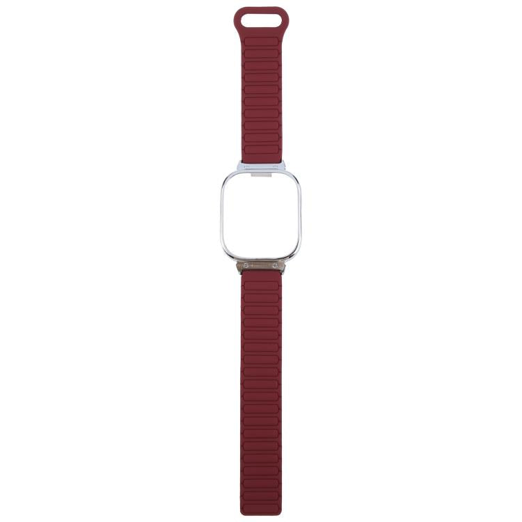 For Redmi Watch 5 / Watch 4 Metal Silver Frame Integrated I-shaped Magnetic Silicone Watch Band(Wine Red Black) - free shipping - PMC TechLife - Order now!