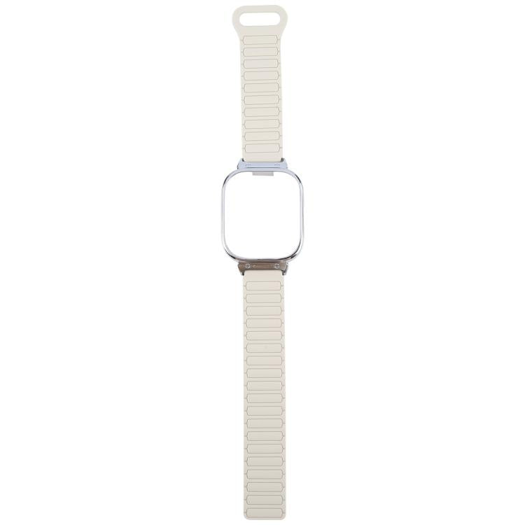 For Redmi Watch 5 / Watch 4 Metal Silver Frame Integrated I-shaped Magnetic Silicone Watch Band(White Blue) - free shipping - PMC TechLife - Order now!
