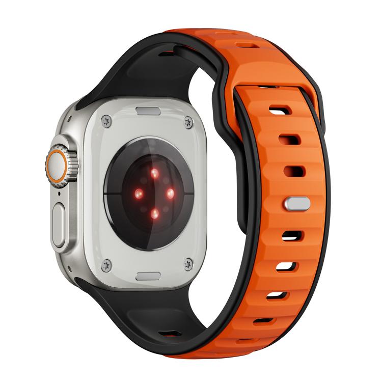 For Apple Watch 42mm / 41mm / 40mm / 38mm Norman Buckle Two-color Silicone Watch Band(Black Orange) - free shipping - PMc TechLife - Order now!