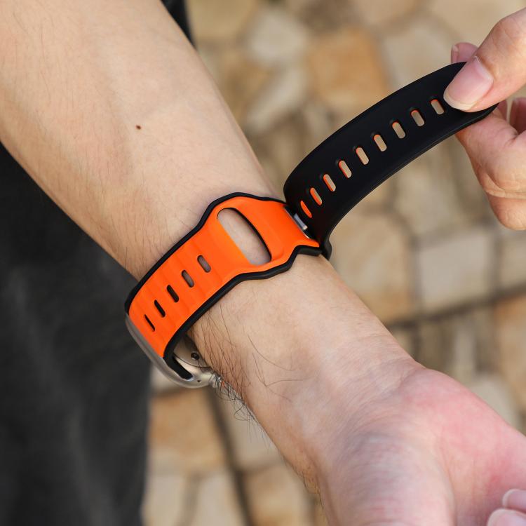 For Apple Watch 42mm / 41mm / 40mm / 38mm Norman Buckle Two-color Silicone Watch Band(Black Orange) - free shipping - PMc TechLife - Order now!