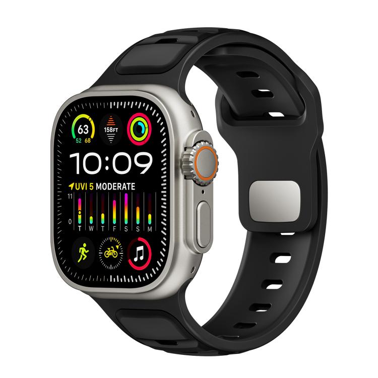 For Apple Watch 42mm / 41mm / 40mm / 38mm Norman Buckle Two-color Silicone Watch Band(Black) - free shipping - PMc TechLife - Order now!