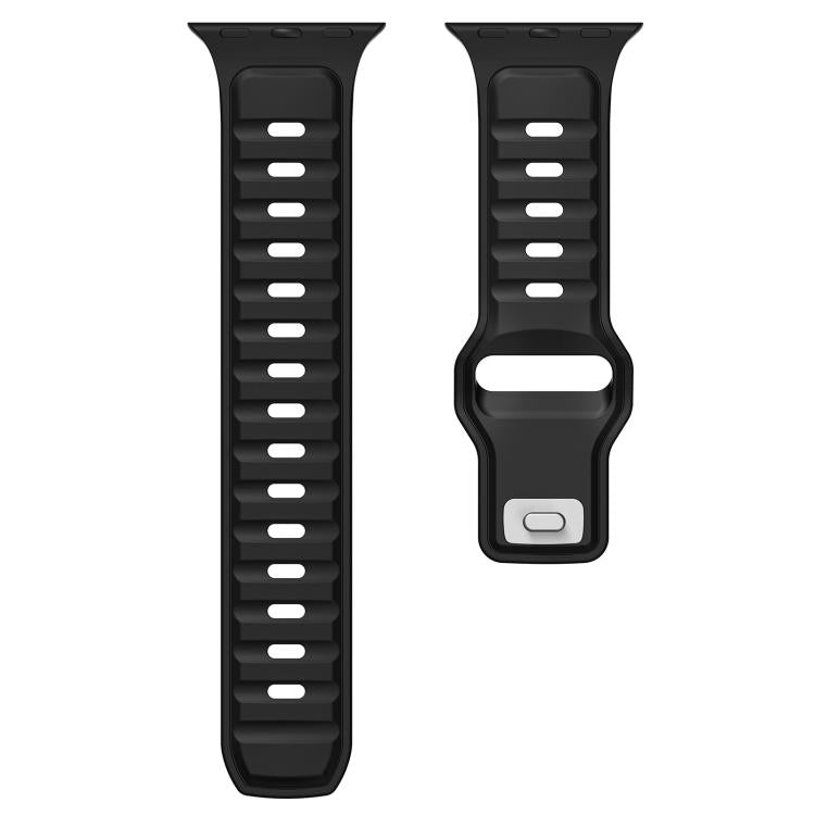 For Apple Watch 42mm / 41mm / 40mm / 38mm Norman Buckle Two-color Silicone Watch Band(Black) - free shipping - PMc TechLife - Order now!