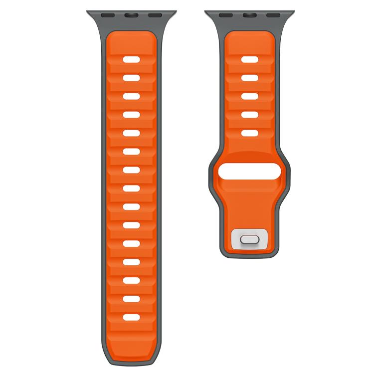 For Apple Watch 42mm / 41mm / 40mm / 38mm Norman Buckle Two-color Silicone Watch Band(Grey Orange) - free shipping - PMc TechLife - Order now!