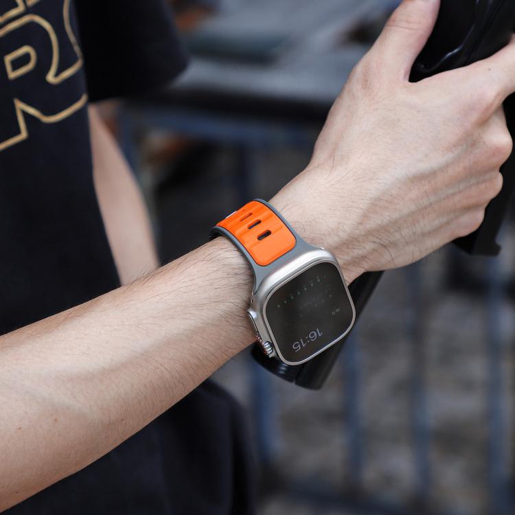 For Apple Watch 42mm / 41mm / 40mm / 38mm Norman Buckle Two-color Silicone Watch Band(Grey Orange) - free shipping - PMc TechLife - Order now!