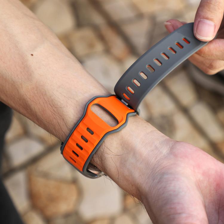 For Apple Watch 42mm / 41mm / 40mm / 38mm Norman Buckle Two-color Silicone Watch Band(Grey Orange) - free shipping - PMc TechLife - Order now!