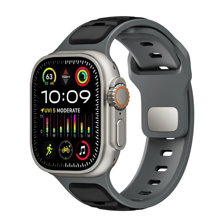 For Apple Watch 42mm / 41mm / 40mm / 38mm Norman Buckle Two-color Silicone Watch Band(Grey Black) - free shipping - PMc TechLife - Order now!