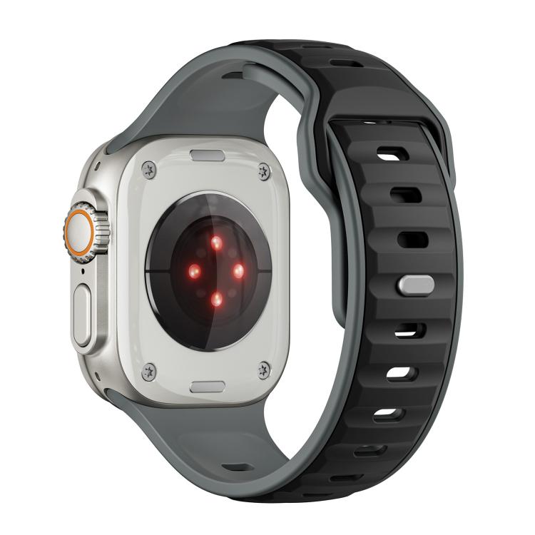 For Apple Watch 42mm / 41mm / 40mm / 38mm Norman Buckle Two-color Silicone Watch Band(Grey Black) - free shipping - PMc TechLife - Order now!