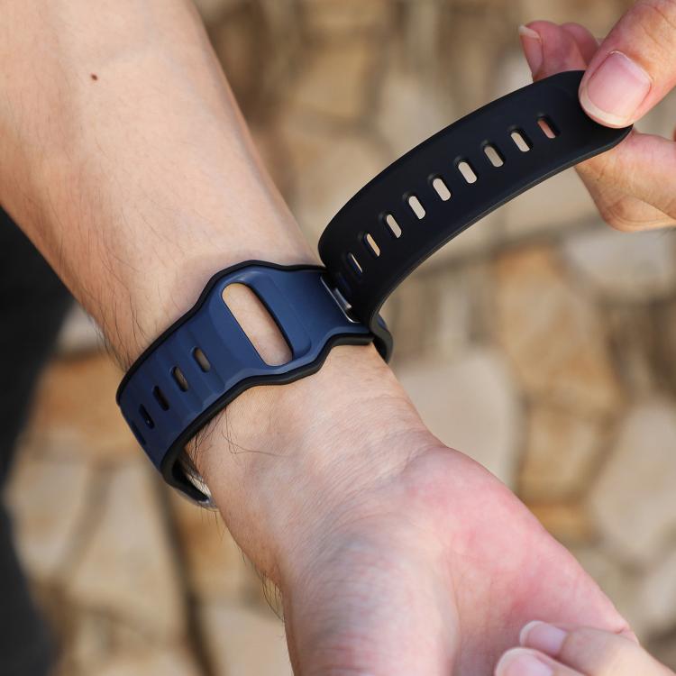 For Apple Watch 42mm / 41mm / 40mm / 38mm Norman Buckle Two-color Silicone Watch Band(Blue Black) - free shipping - PMc TechLife - Order now!