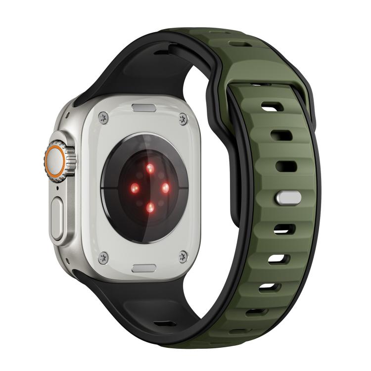 For Apple Watch 42mm / 41mm / 40mm / 38mm Norman Buckle Two-color Silicone Watch Band(Army Green Black) - free shipping - PMc TechLife - Order now!