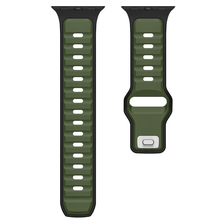 For Apple Watch 42mm / 41mm / 40mm / 38mm Norman Buckle Two-color Silicone Watch Band(Army Green Black) - free shipping - PMc TechLife - Order now!