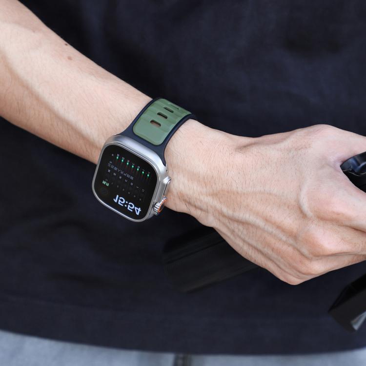 For Apple Watch 42mm / 41mm / 40mm / 38mm Norman Buckle Two-color Silicone Watch Band(Army Green Black) - free shipping - PMc TechLife - Order now!