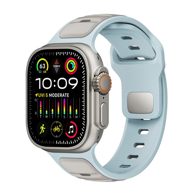 For Apple Watch 42mm / 41mm / 40mm / 38mm Norman Buckle Two-color Silicone Watch Band(Light Blue Coffee) - free shipping - PMc TechLife - Order now!