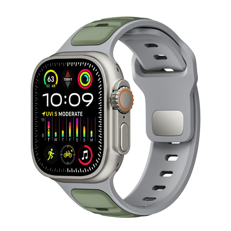 For Apple Watch 42mm / 41mm / 40mm / 38mm Norman Buckle Two-color Silicone Watch Band(Light Green Grey) - free shipping - PMc TechLife - Order now!