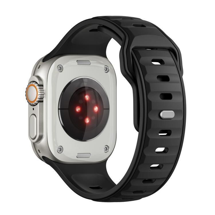 For Apple Watch 46mm / 49mm / 45mm / 44mm Norman Buckle Two-color Silicone Watch Band(Black) - free shipping - PMc TechLife - Order now!