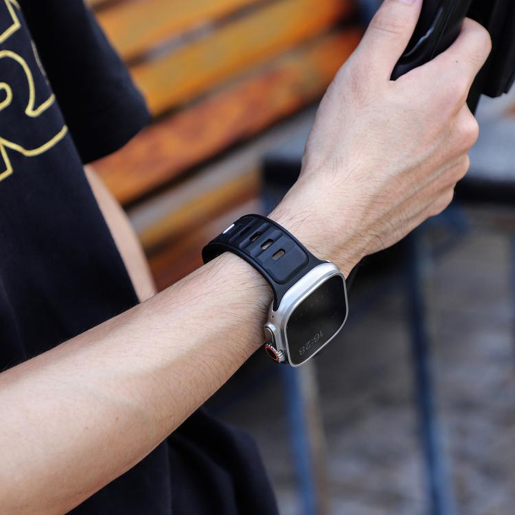 For Apple Watch 46mm / 49mm / 45mm / 44mm Norman Buckle Two-color Silicone Watch Band(Black) - free shipping - PMc TechLife - Order now!