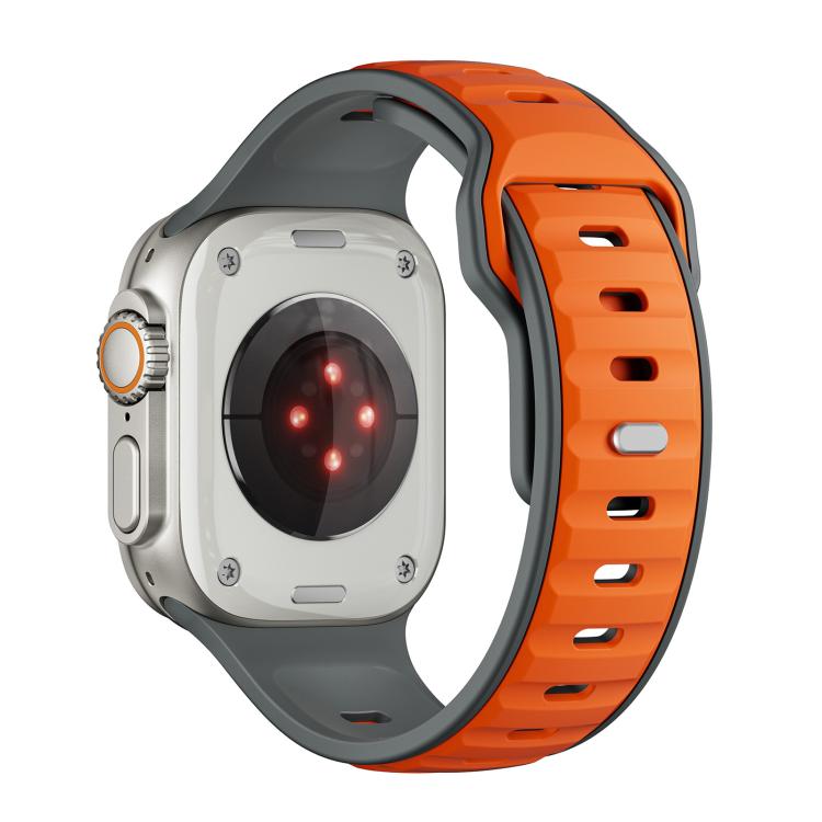 For Apple Watch 46mm / 49mm / 45mm / 44mm Norman Buckle Two-color Silicone Watch Band(Grey Orange) - free shipping - PMc TechLife - Order now!