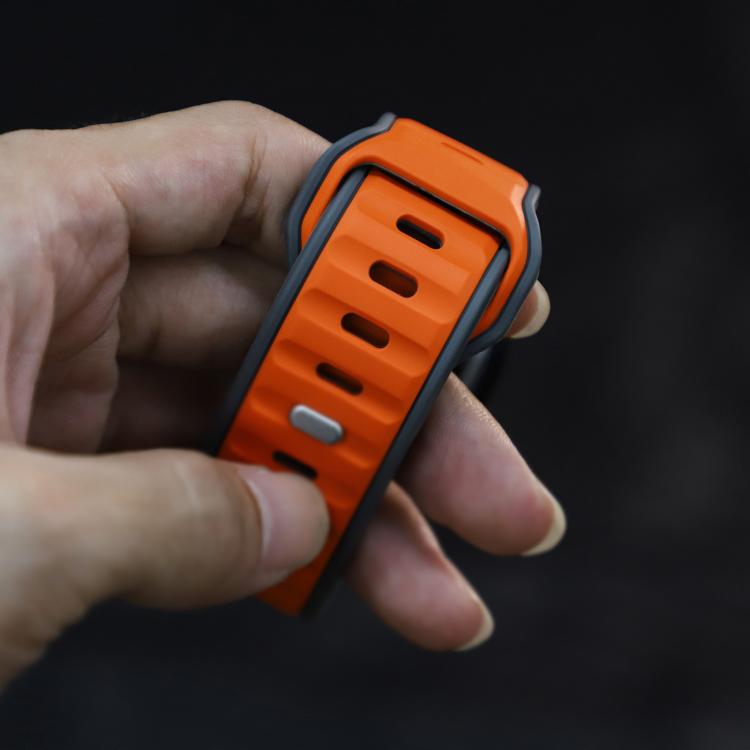 For Apple Watch 46mm / 49mm / 45mm / 44mm Norman Buckle Two-color Silicone Watch Band(Grey Orange) - free shipping - PMc TechLife - Order now!
