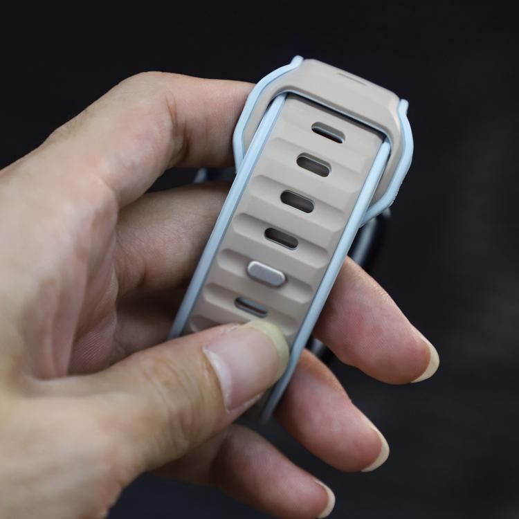 For Apple Watch 46mm / 49mm / 45mm / 44mm Norman Buckle Two-color Silicone Watch Band(Light Blue Coffee) - free shipping - PMc TechLife - Order now!