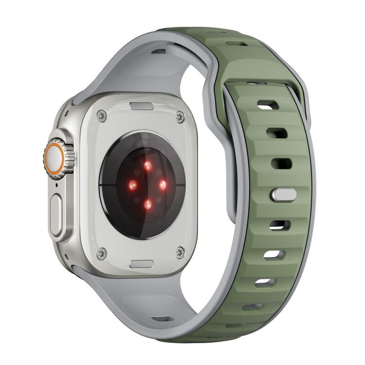 For Apple Watch 46mm / 49mm / 45mm / 44mm Norman Buckle Two-color Silicone Watch Band(Light Green Grey) - free shipping - PMc TechLife - Order now!