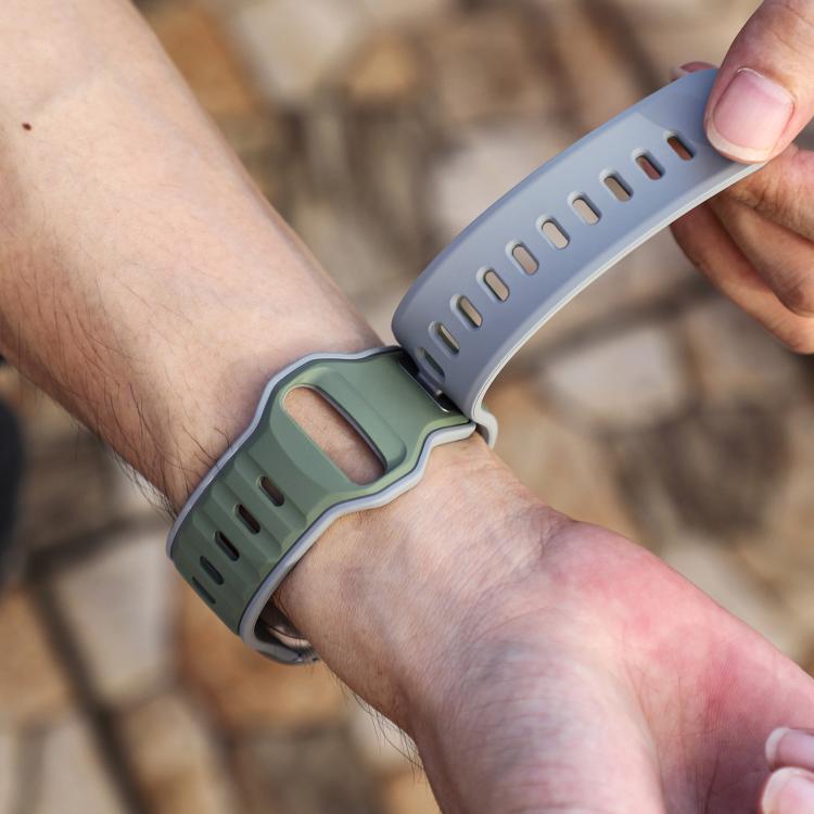 For Apple Watch 46mm / 49mm / 45mm / 44mm Norman Buckle Two-color Silicone Watch Band(Light Green Grey) - free shipping - PMc TechLife - Order now!