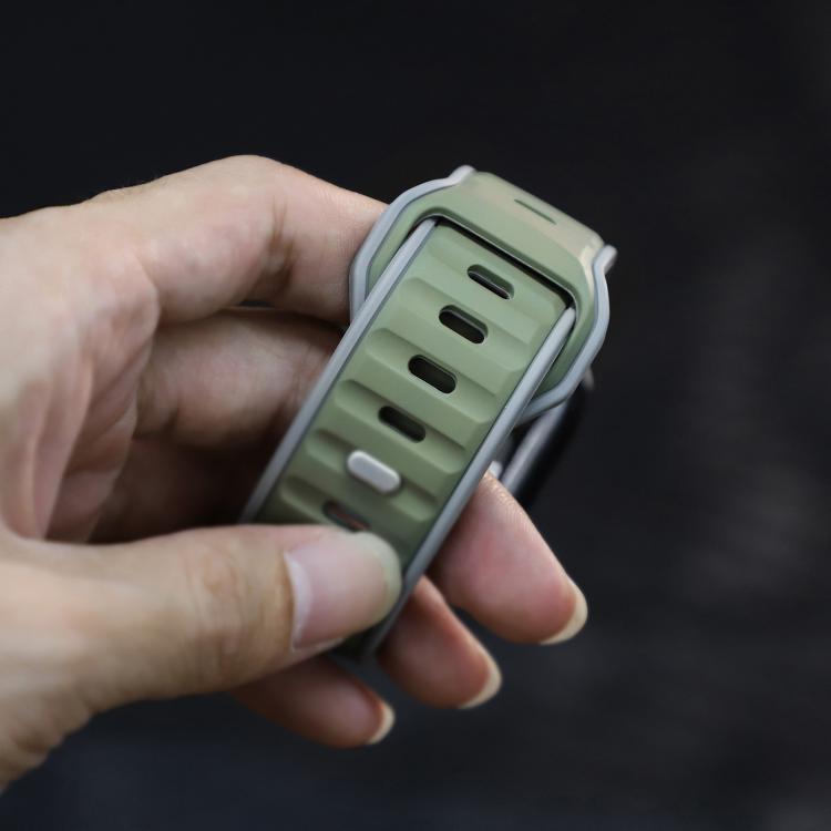 For Apple Watch 46mm / 49mm / 45mm / 44mm Norman Buckle Two-color Silicone Watch Band(Light Green Grey) - free shipping - PMc TechLife - Order now!