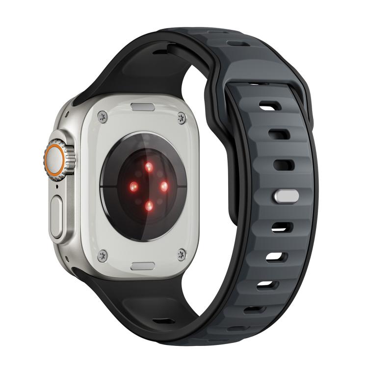 For Apple Watch 46mm / 49mm / 45mm / 44mm Norman Buckle Two-color Silicone Watch Band(Midnight Black) - free shipping - PMc TechLife - Order now!