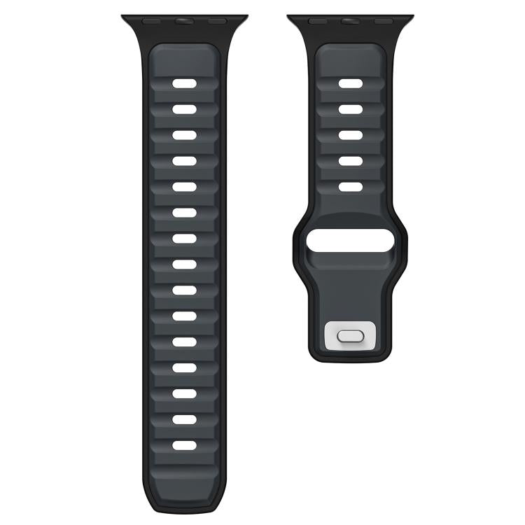 For Apple Watch 46mm / 49mm / 45mm / 44mm Norman Buckle Two-color Silicone Watch Band(Midnight Black) - free shipping - PMc TechLife - Order now!