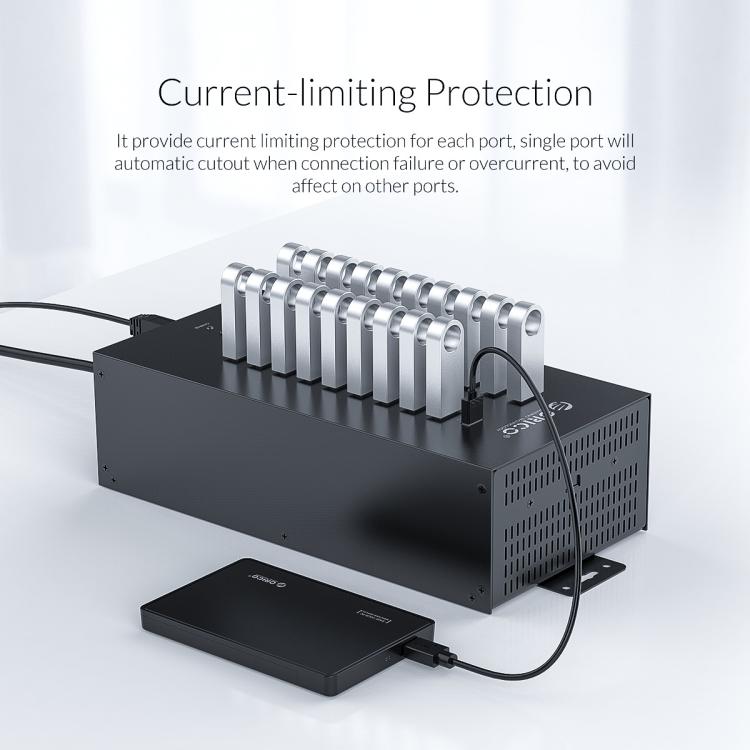 ORICO IH20P Industrial Grade 20 Ports USB 2.0 Hub, Plug:AU Plug(Black) - free shipping - PMC TechLife - Order now!