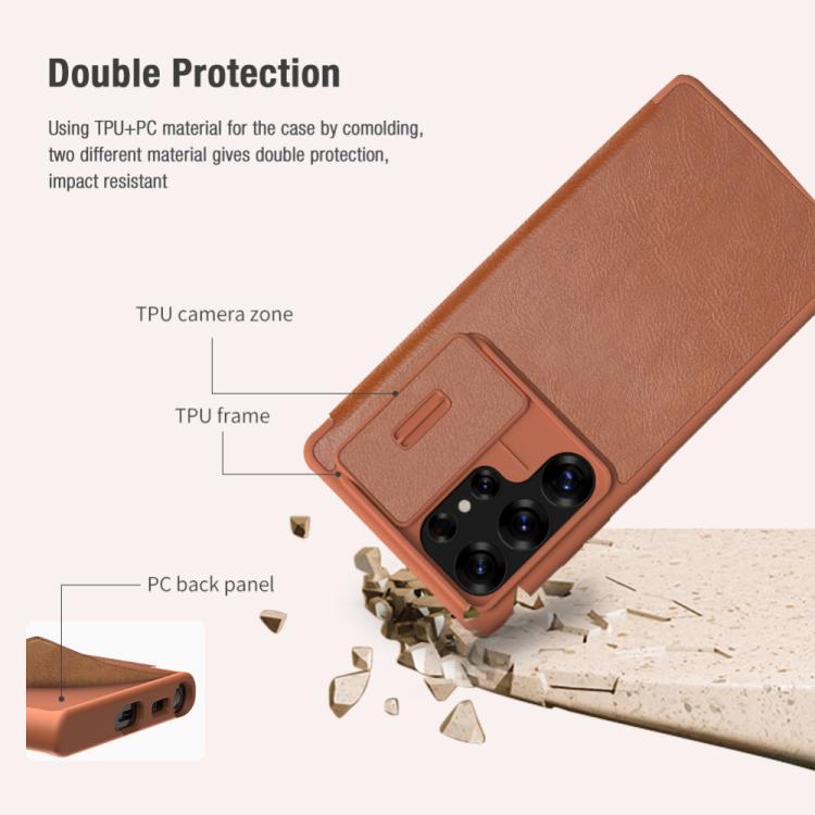 For Samsung Galaxy S25 Ultra 5G NILLKIN QIN Series Pro Sliding Camera Cover Design Leather Phone Case(Black) - free shipping - PMc TechLife - Order now!