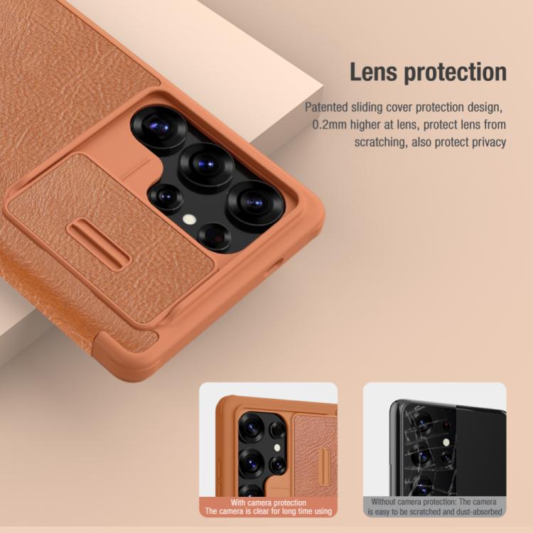 For Samsung Galaxy S25 Ultra 5G NILLKIN QIN Series Pro Sliding Camera Cover Design Leather Phone Case(Black) - free shipping - PMc TechLife - Order now!