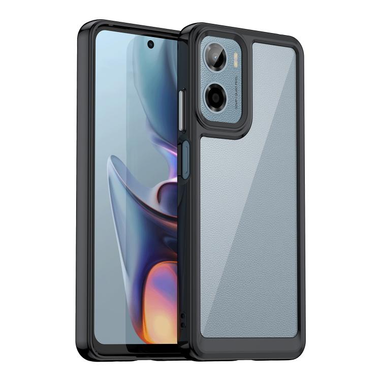 For Motorola Moto E15 Colorful Series Acrylic Hybrid TPU Phone Case(Black) - free shipping - PMC TechLife - Order now!
